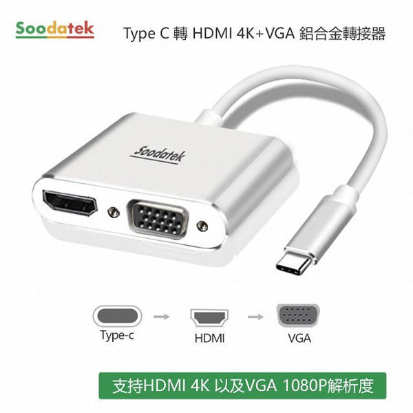 圖片 【Soodatek 】Type C TO HDMI+VGA 轉接器*1入