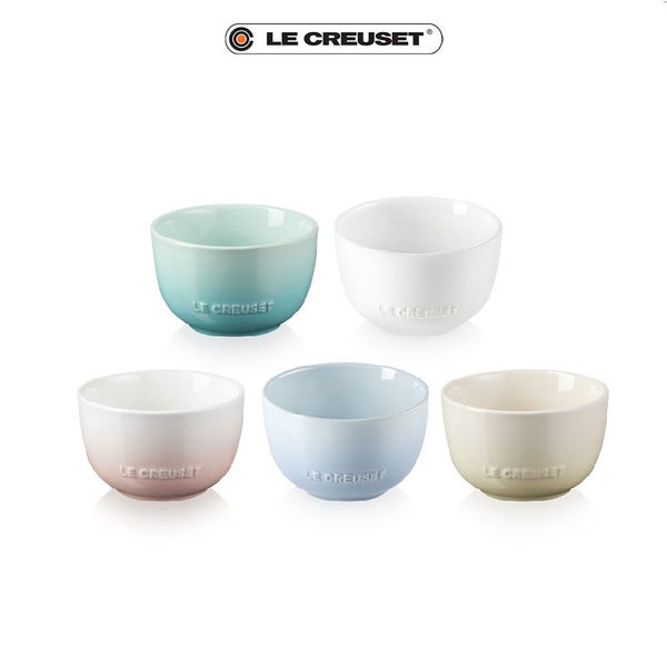 圖片 【LE CREUSET】瓷器花蕾系列餐碗11CM*5入組 (雪花白/沙丘白/淡粉紅/海岸藍/薄荷綠)