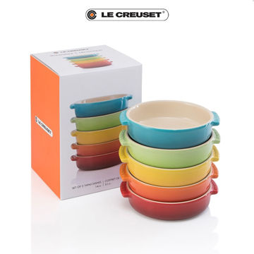 圖片 【LE CREUSET】瓷器西班牙小菜盤組14CM*5入組  (櫻桃紅/火 焰橘/芥末黃/奇異果綠/加勒 比海藍)